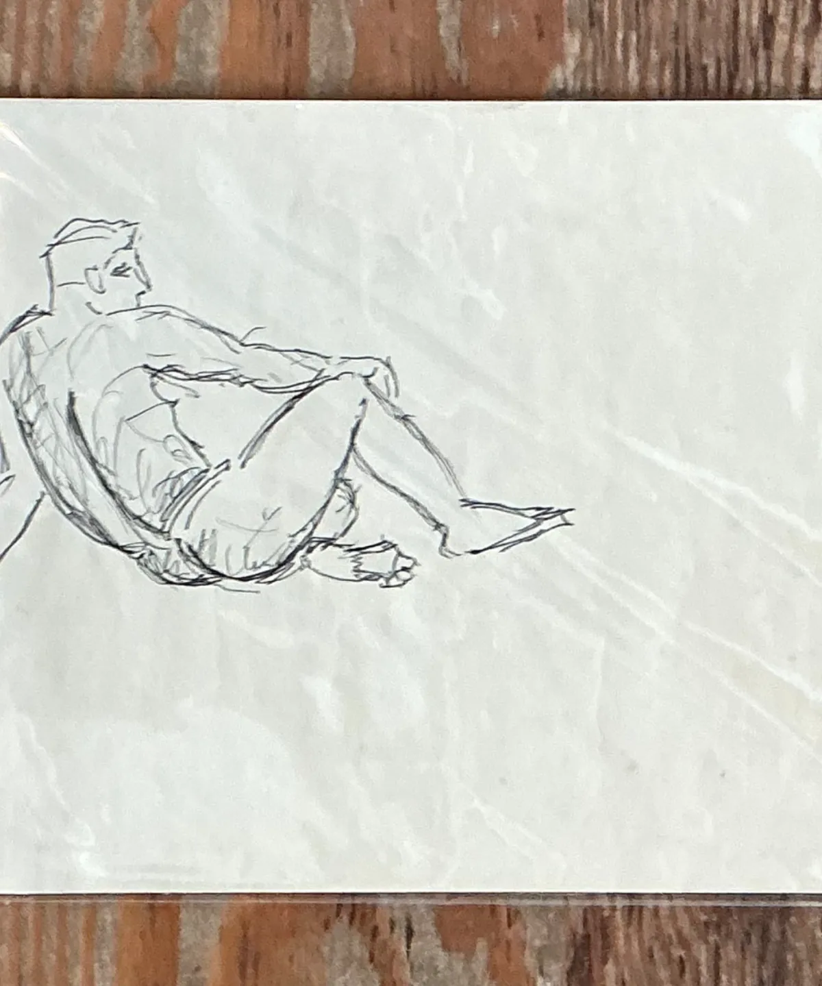 Vintage Ink Drawing of Reclining Male Figure — additional photo 3