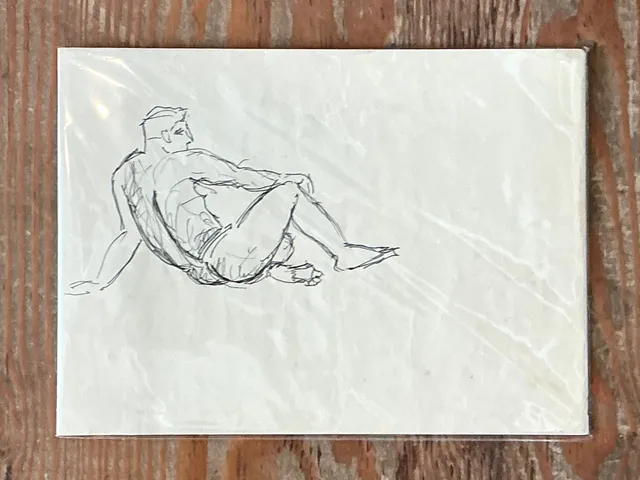 Vintage Ink Drawing of Reclining Male Figure — additional photo 3