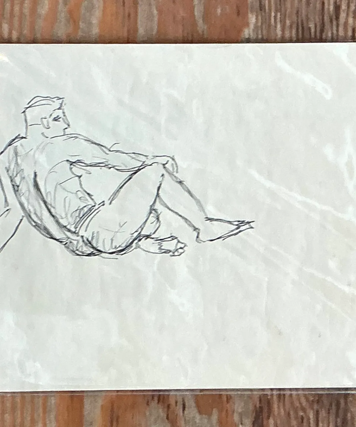Vintage Ink Drawing of Reclining Male Figure — additional photo 5