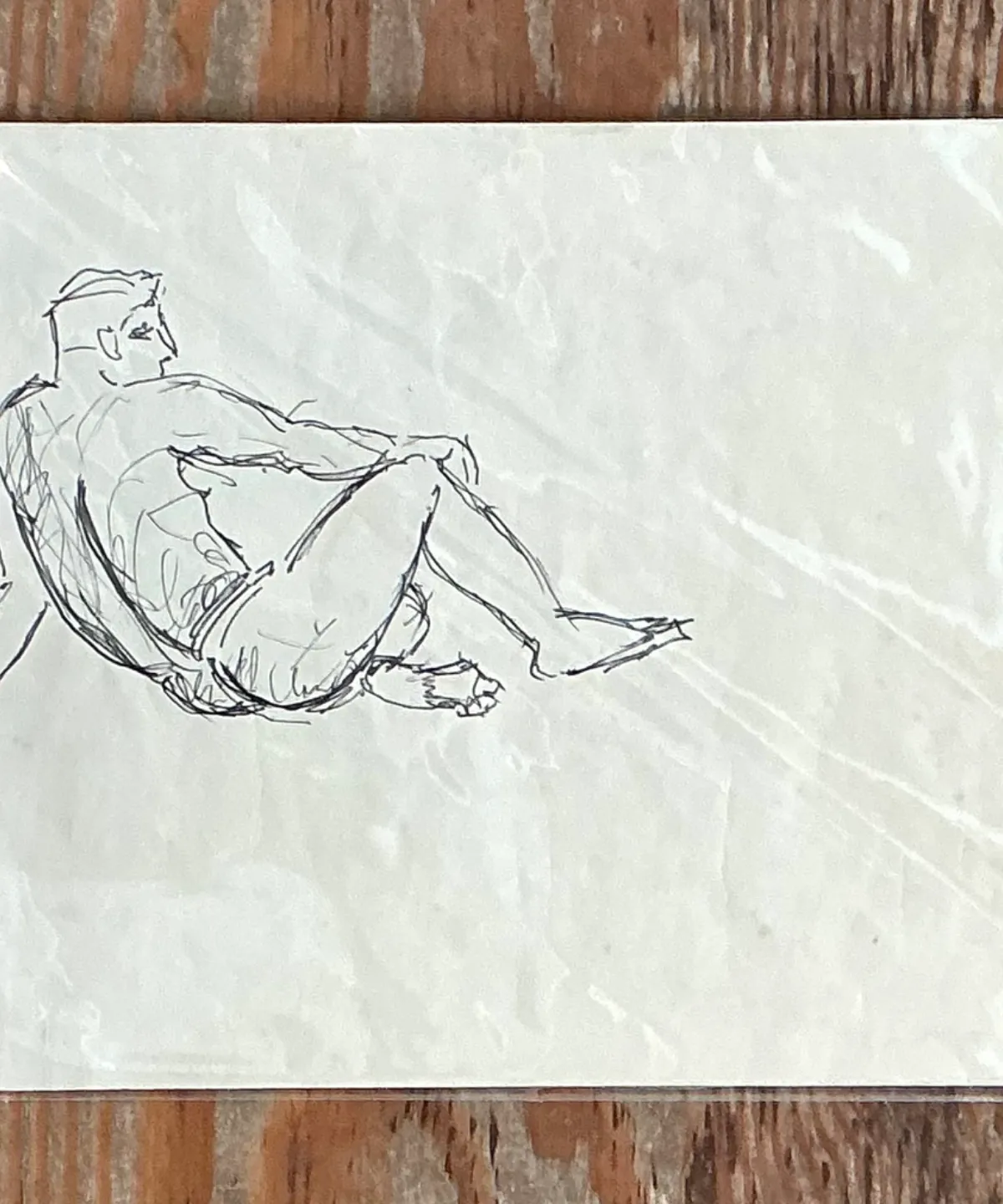 Vintage Ink Drawing of Reclining Male Figure — additional photo 4