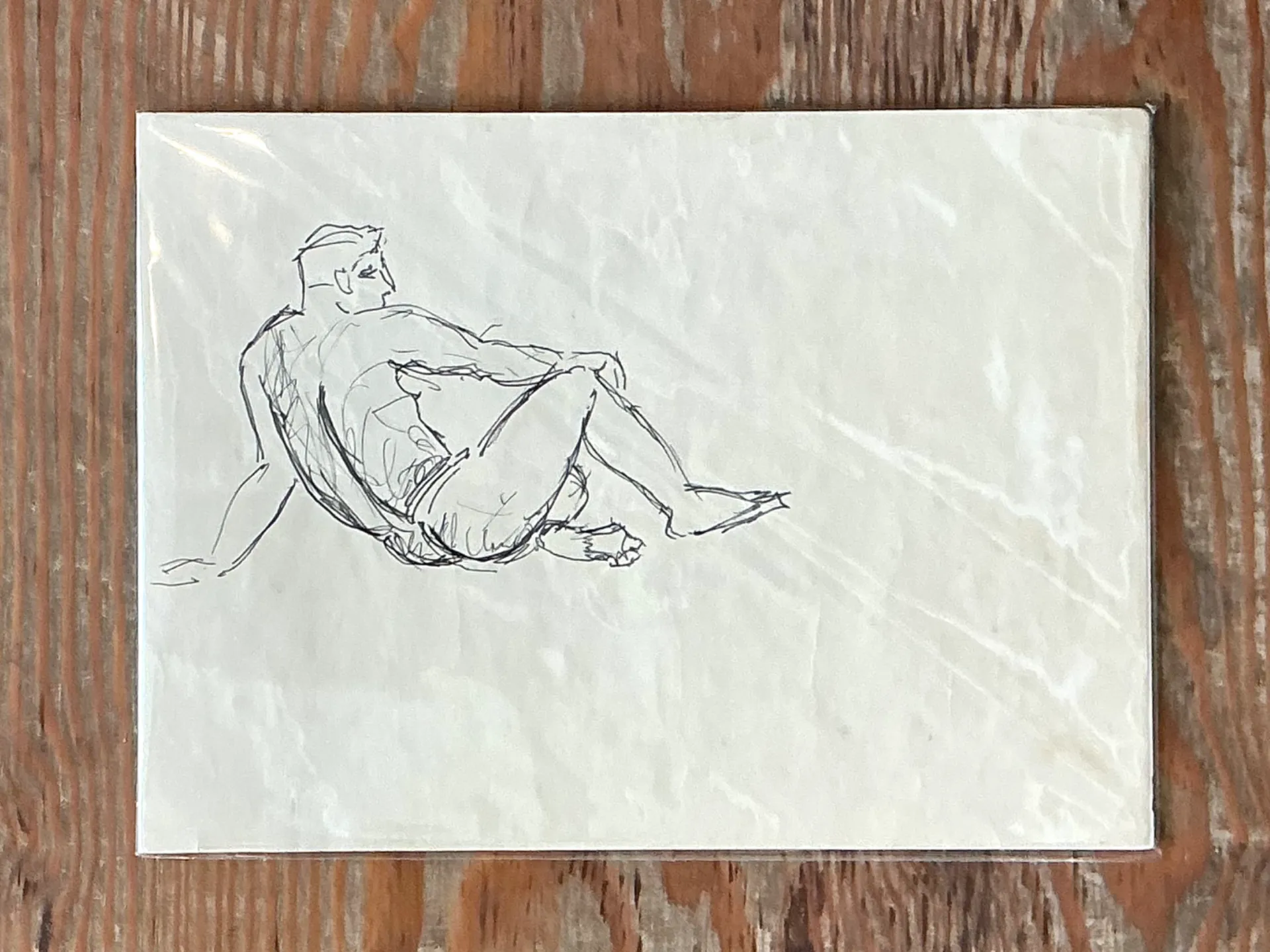 Vintage Ink Drawing of Reclining Male Figure — additional photo 7