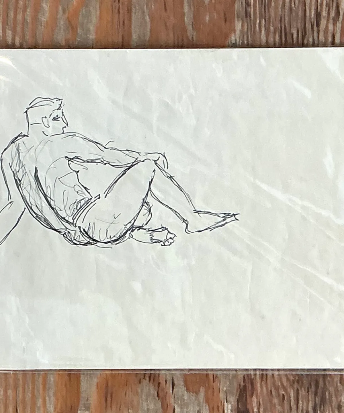Vintage Ink Drawing of Reclining Male Figure — additional photo 7