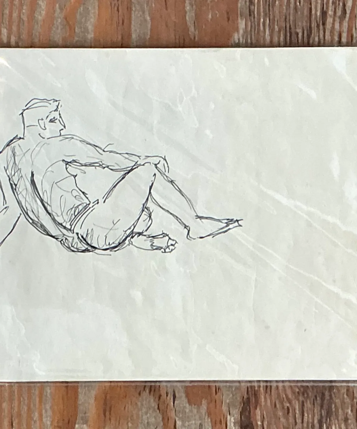Vintage Ink Drawing of Reclining Male Figure — additional photo 2