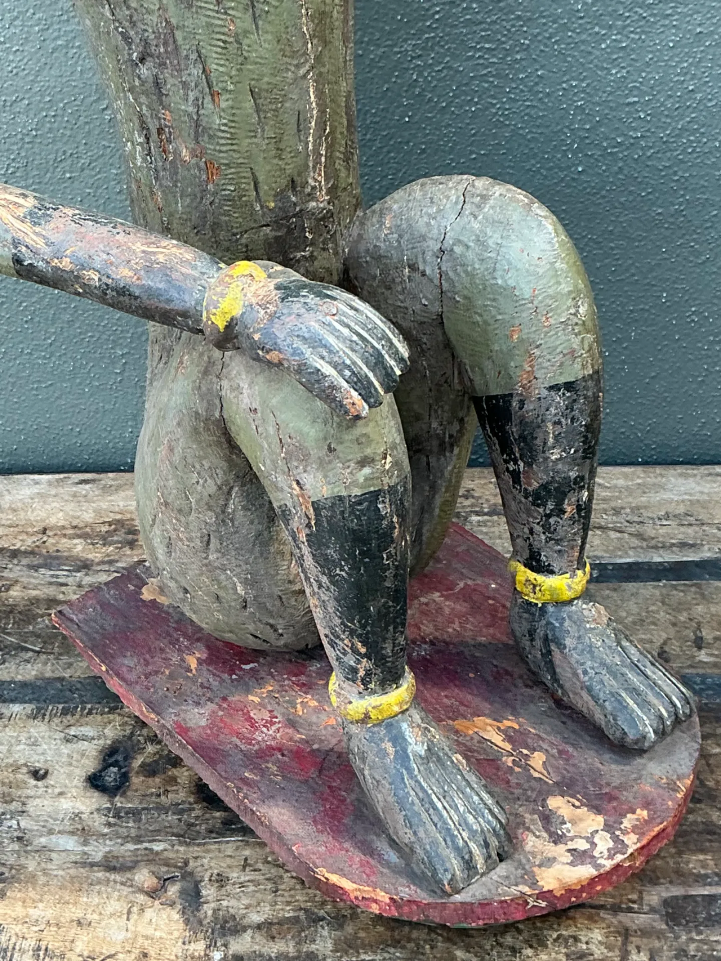 Vintage Painted Wood Monkey Sculpture — additional photo 8