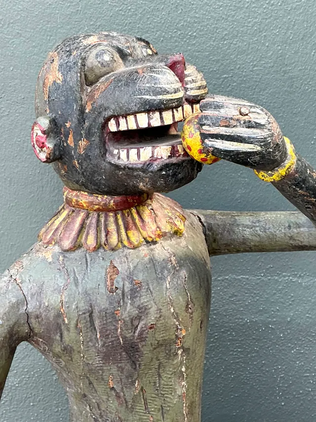 Vintage Painted Wood Monkey Sculpture — additional photo 4