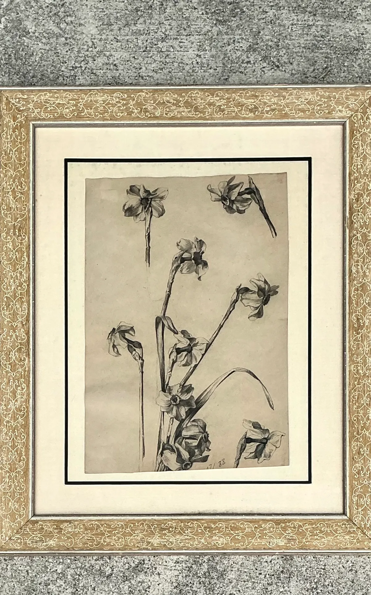 Framed Botanical Drawing with Gold Detailing — additional photo 7