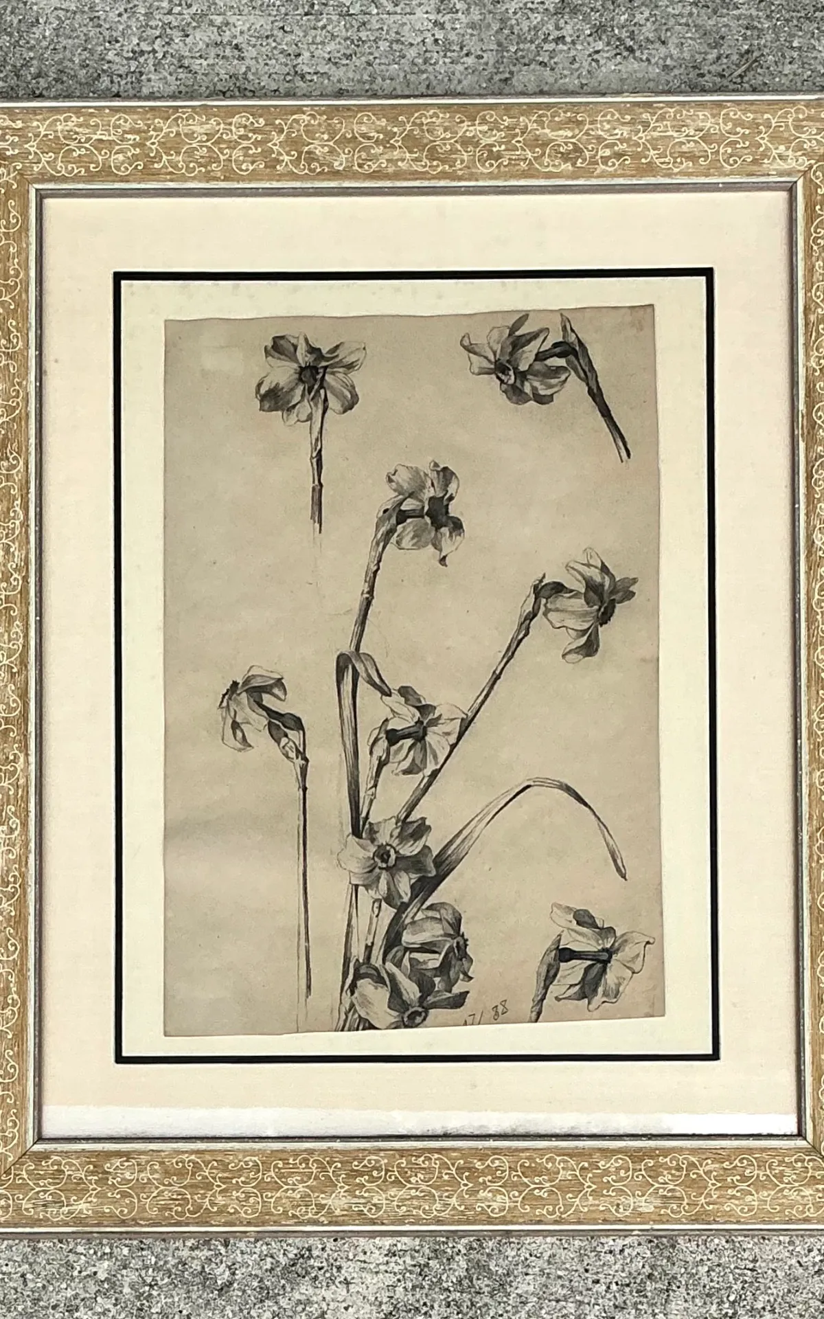 Framed Botanical Drawing with Gold Detailing — additional photo 4