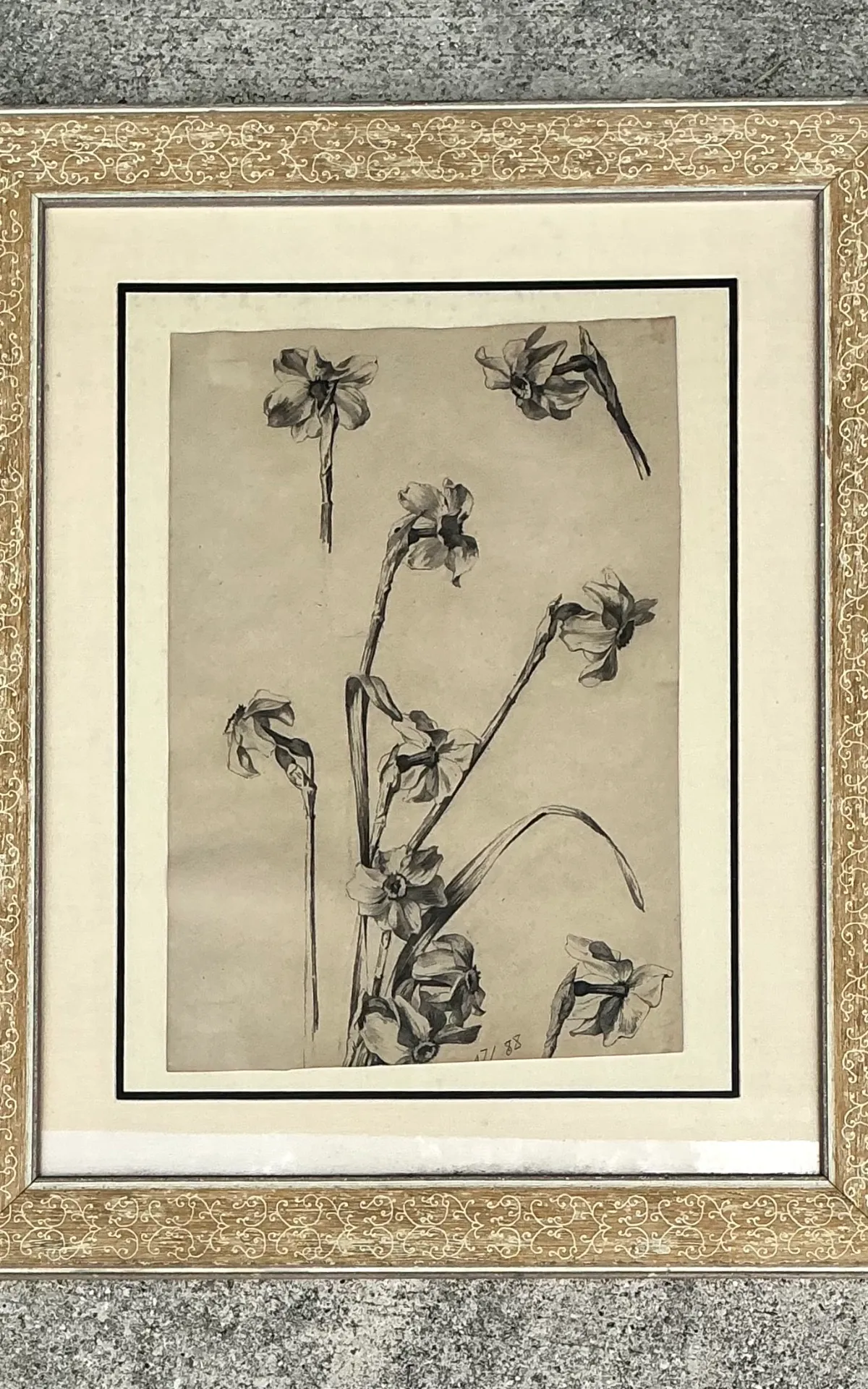 Framed Botanical Drawing with Gold Detailing — additional photo 5