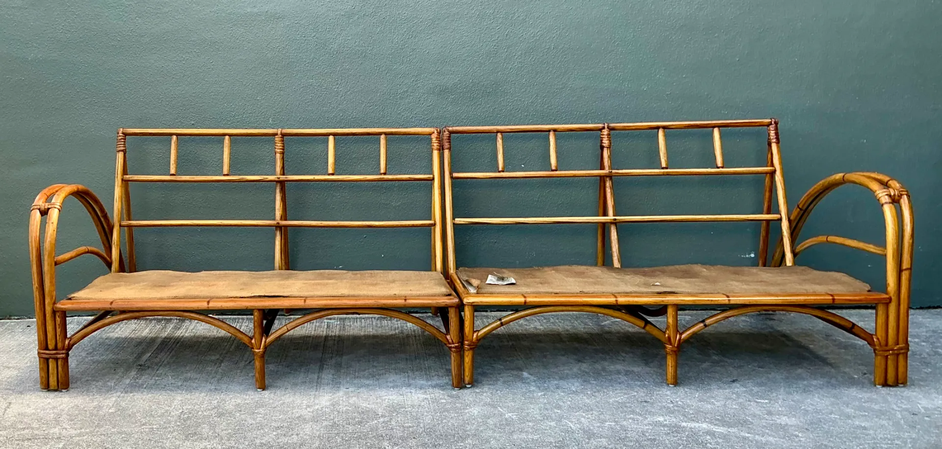 Vintage Heywood Wakefield Rattan Sofa Frame — additional photo 7