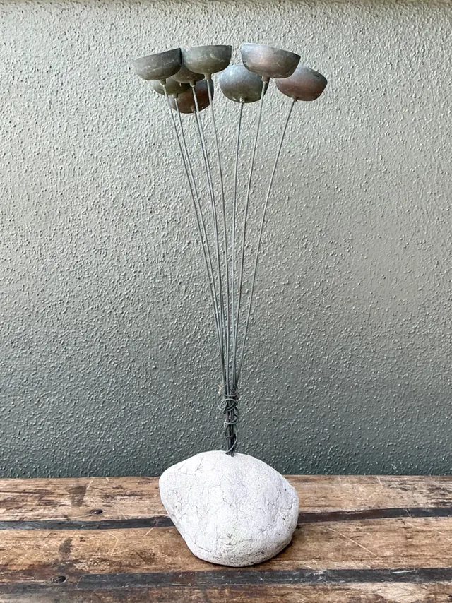 Vintage MCM Metal and Stone Abstract Wind Chime — additional photo 3
