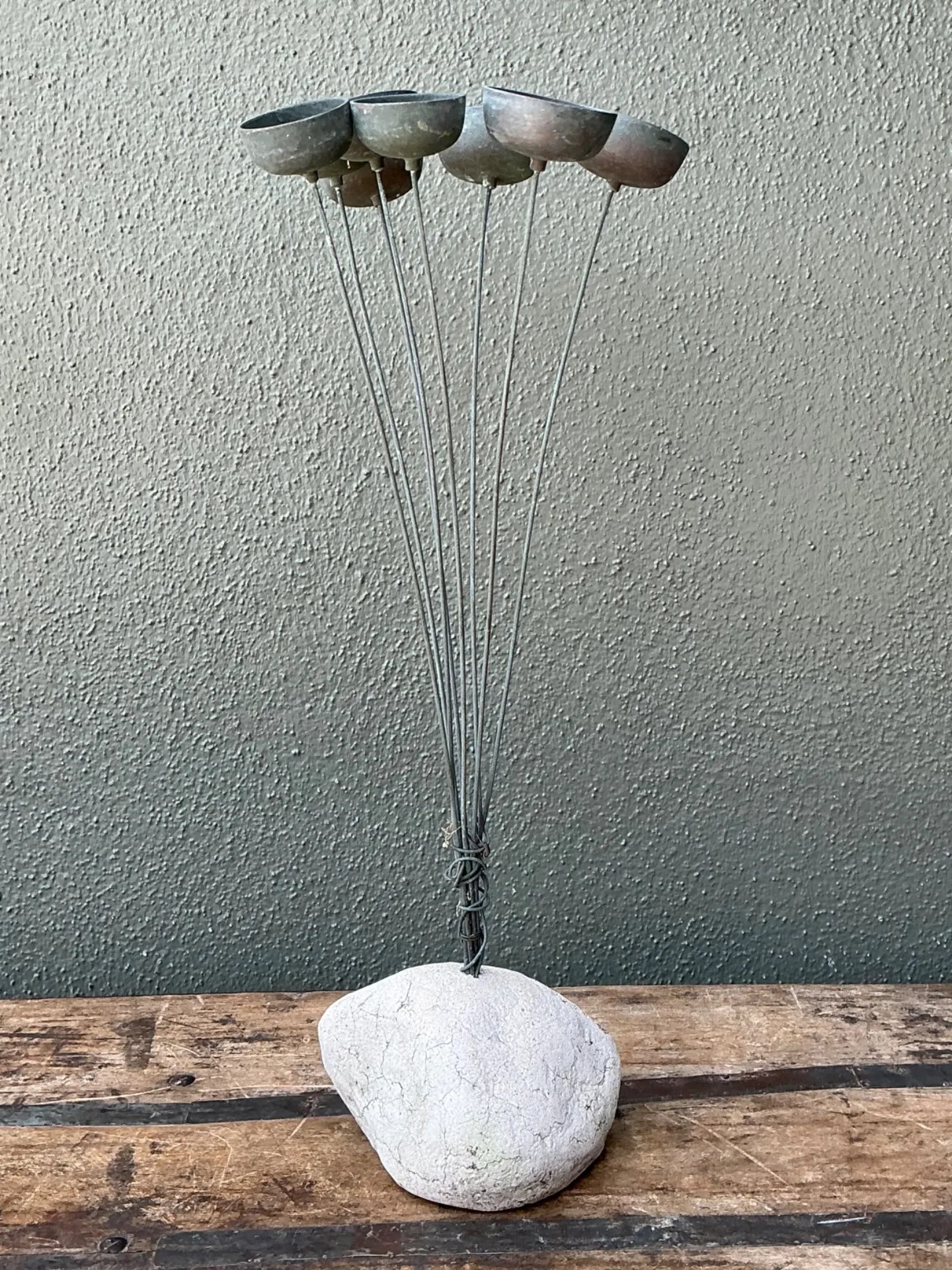Vintage MCM Metal and Stone Abstract Wind Chime — additional photo 7