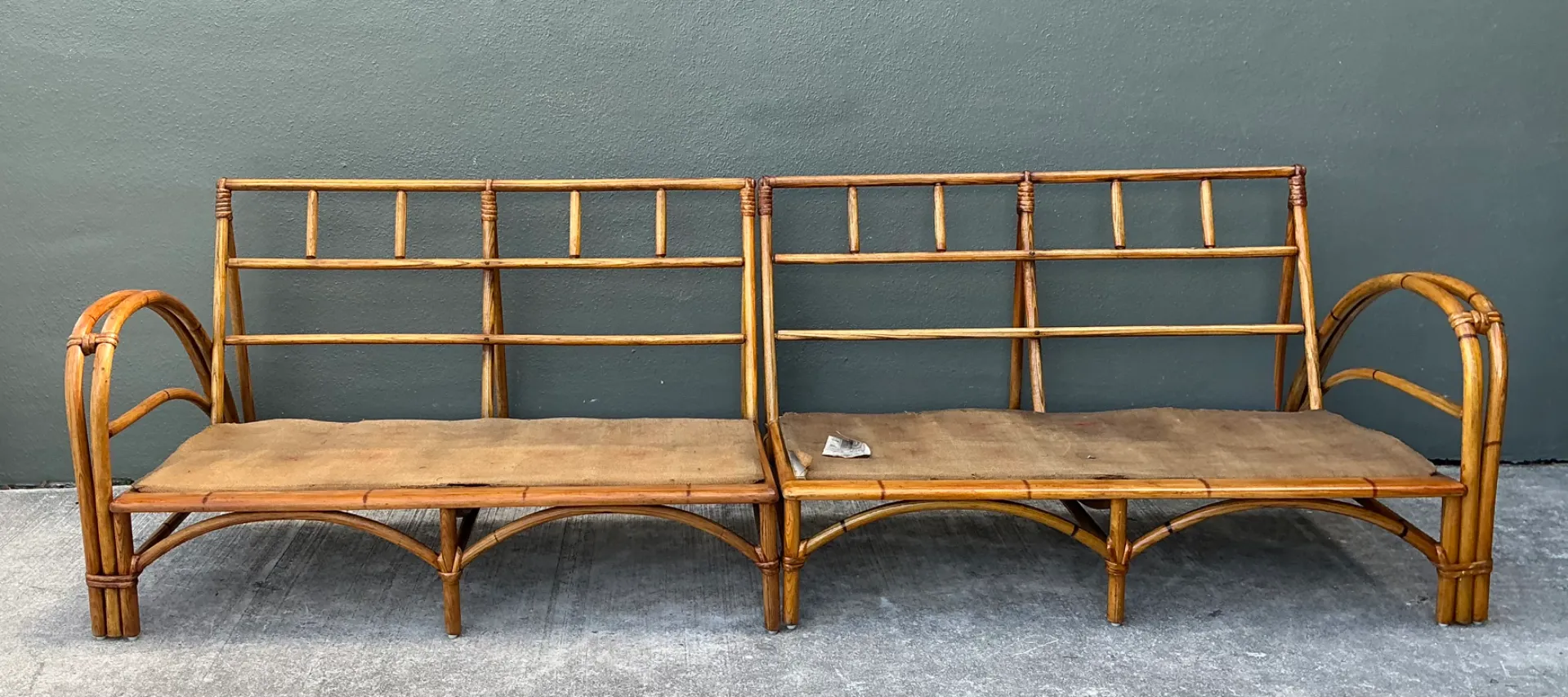 Vintage Heywood Wakefield Rattan Sofa Frame — additional photo 6
