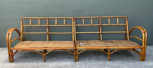 Vintage Heywood Wakefield Rattan Sofa Frame — additional photo 6
