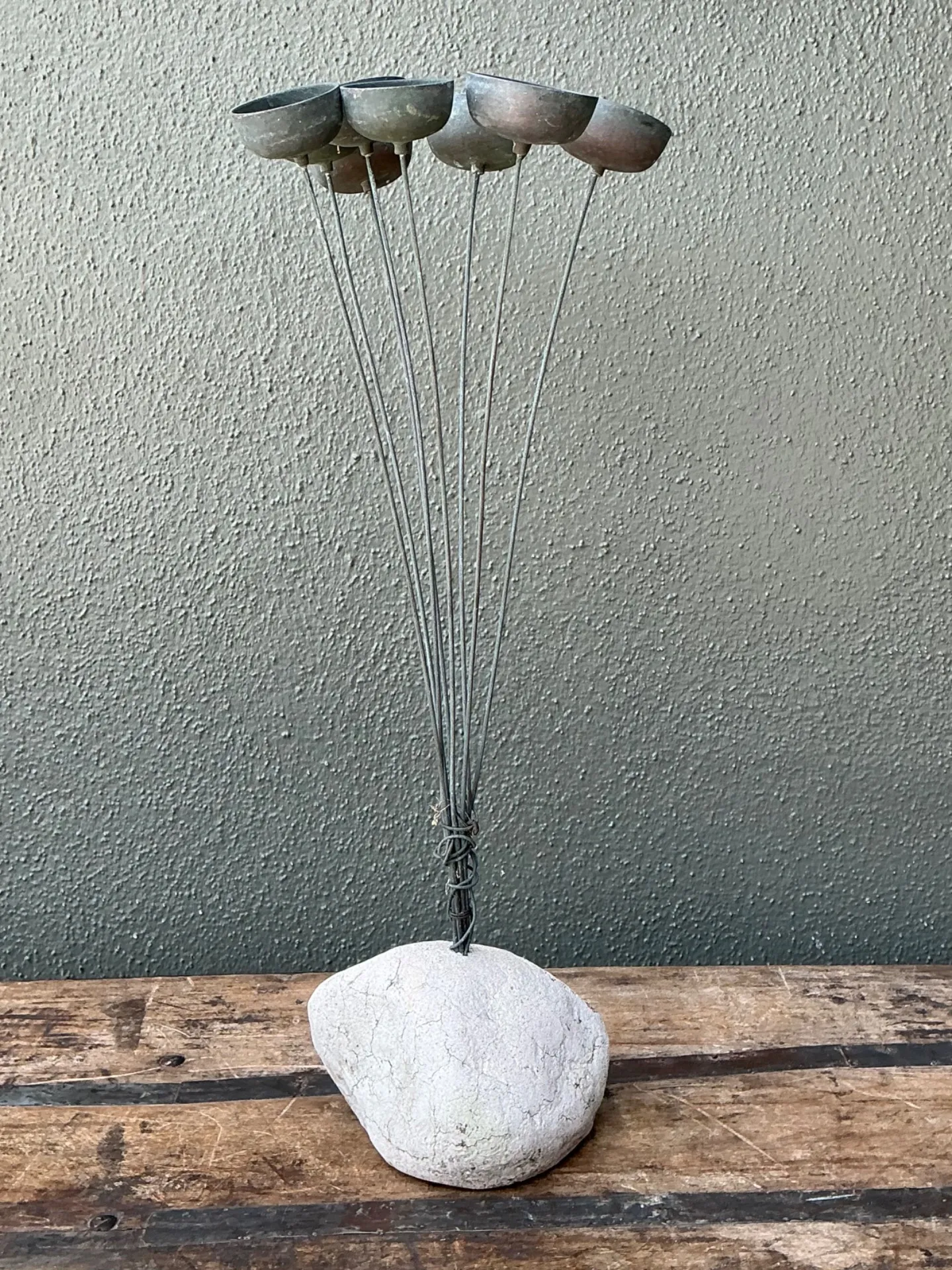 Vintage MCM Metal and Stone Abstract Wind Chime — additional photo 8
