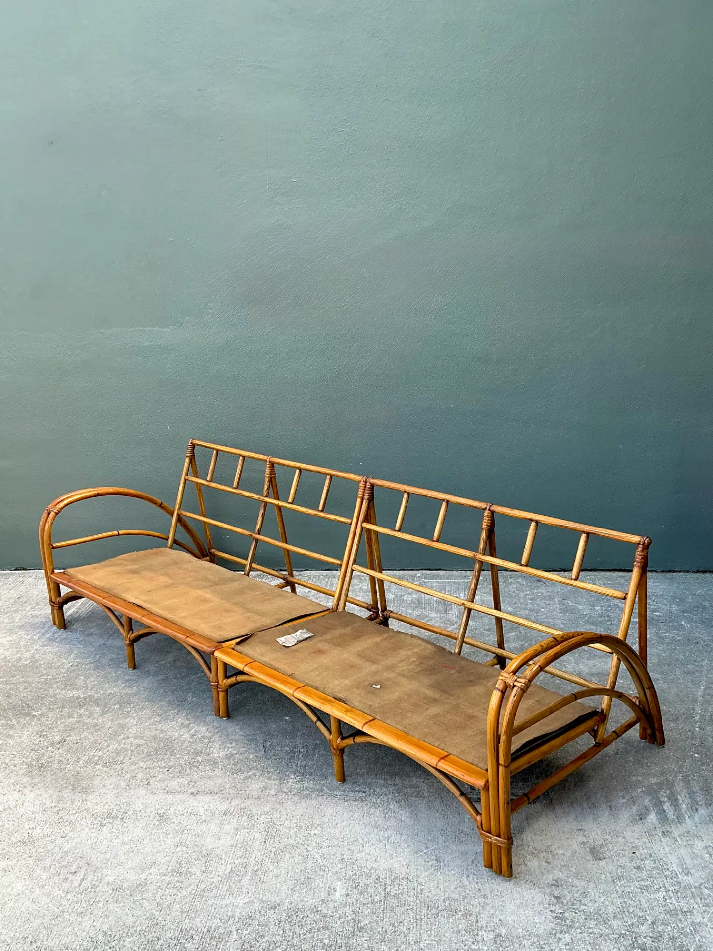 Vintage Heywood Wakefield Rattan Sofa Frame — additional photo 5