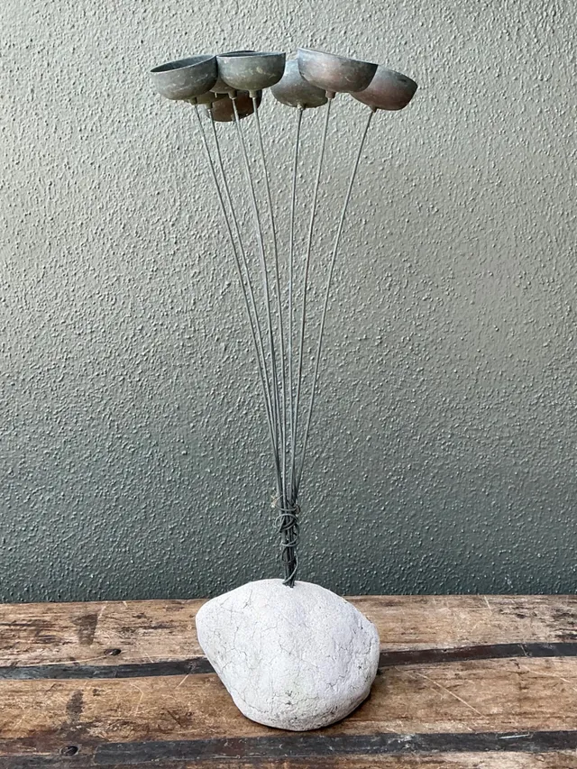 Vintage MCM Metal and Stone Abstract Wind Chime — additional photo 4