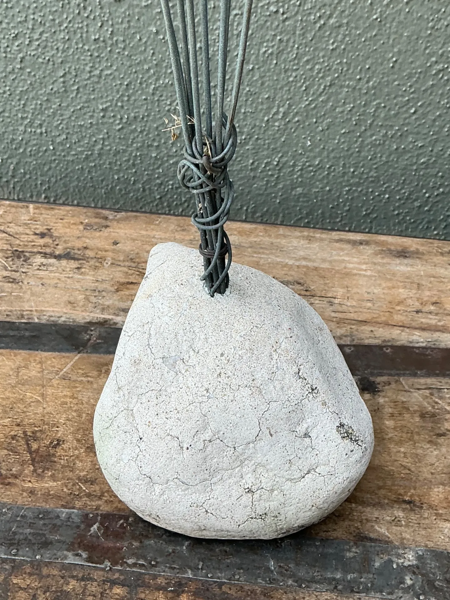 Vintage MCM Metal and Stone Abstract Wind Chime — additional photo 5