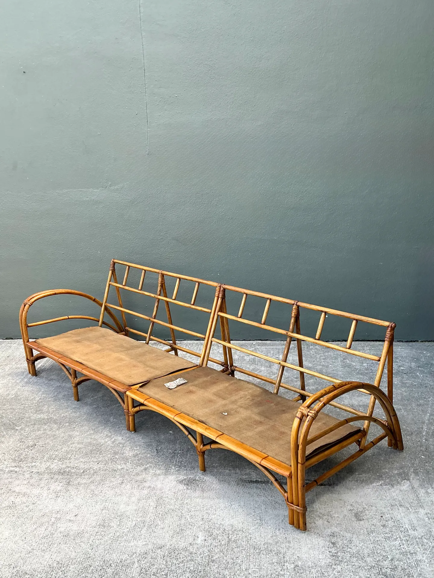 Vintage Heywood Wakefield Rattan Sofa Frame — additional photo 3