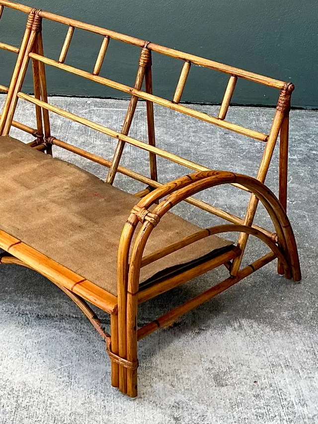 Vintage Heywood Wakefield Rattan Sofa Frame — additional photo 1