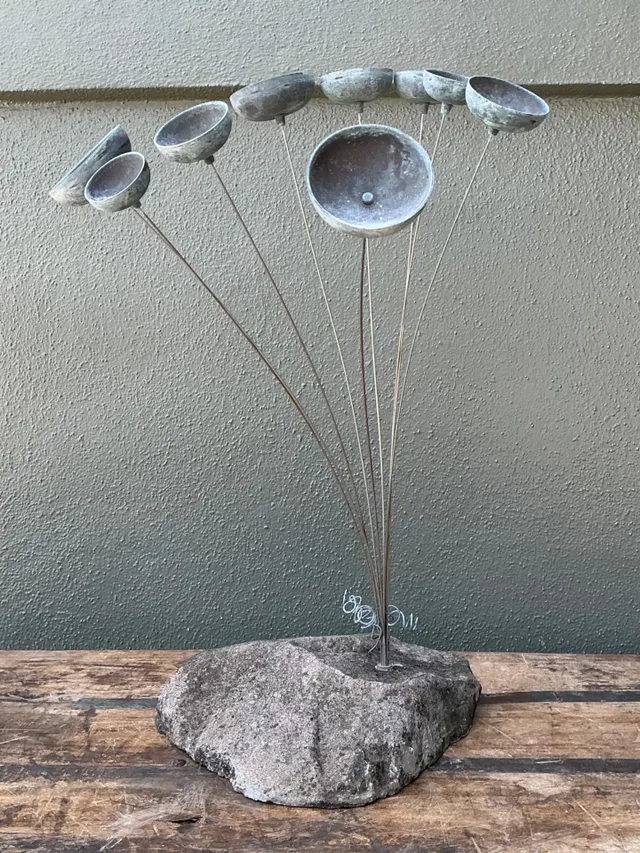 Vintage MCM Stone and Metal Abstract Wind Chime — additional photo 6