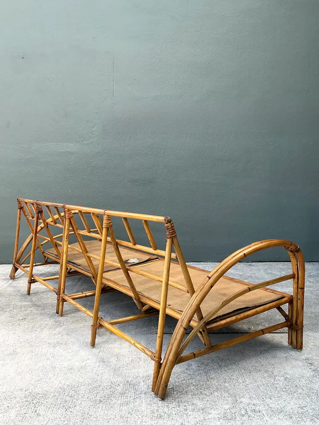Vintage Heywood Wakefield Rattan Sofa Frame — additional photo 8