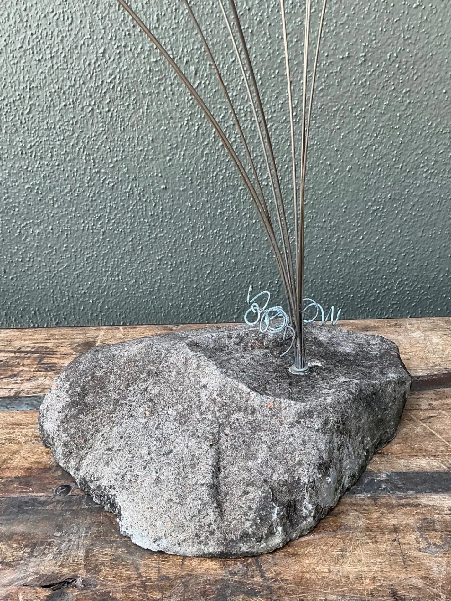 Vintage MCM Stone and Metal Abstract Wind Chime — additional photo 2