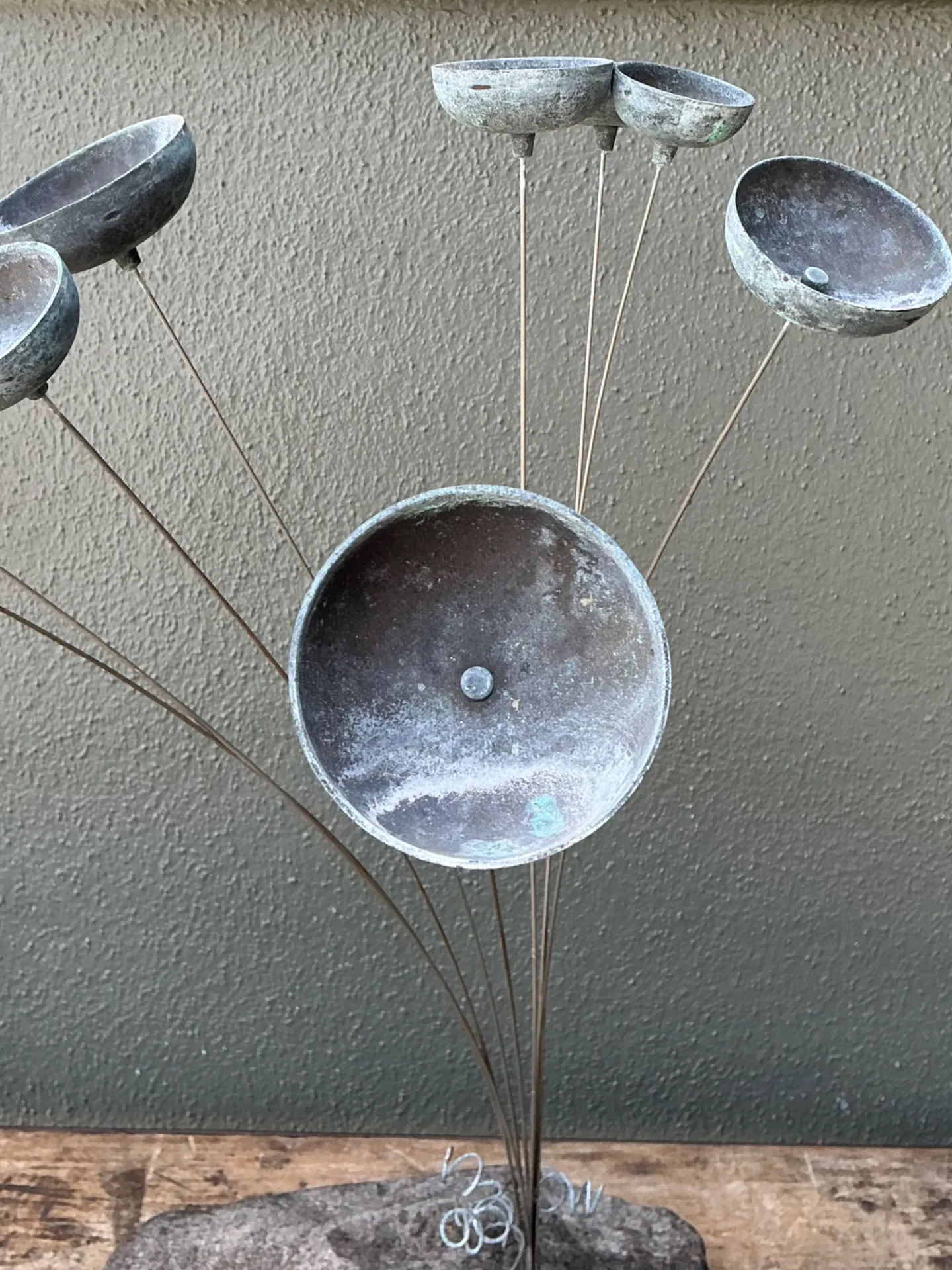 Vintage MCM Stone and Metal Abstract Wind Chime — additional photo 4