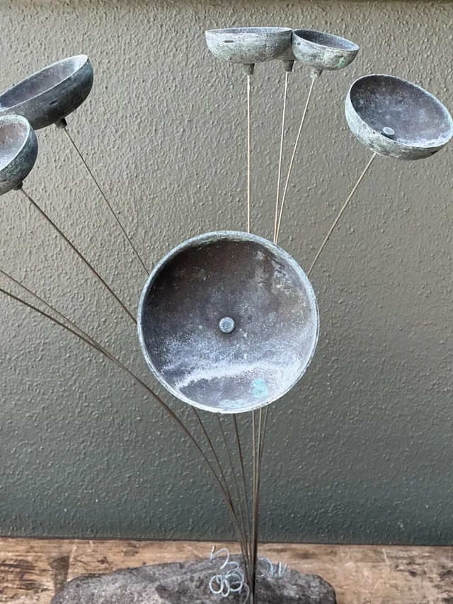 Vintage MCM Stone and Metal Abstract Wind Chime — additional photo 4