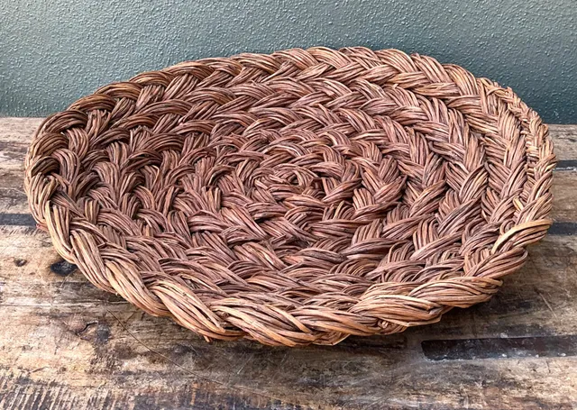 Vintage Handwoven Rattan Bowl — additional photo 2