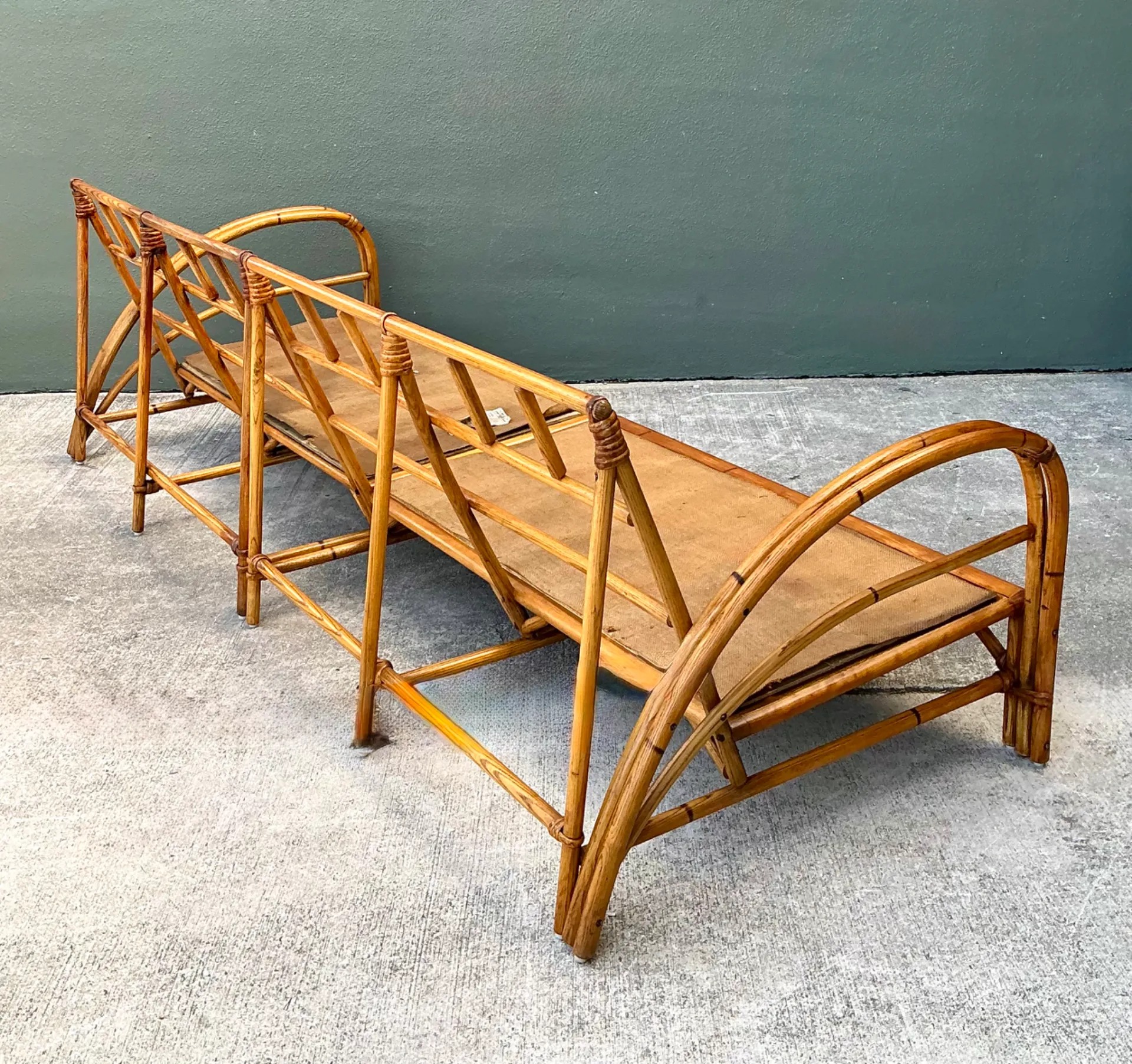 Vintage Heywood Wakefield Rattan Sofa Frame — additional photo 2