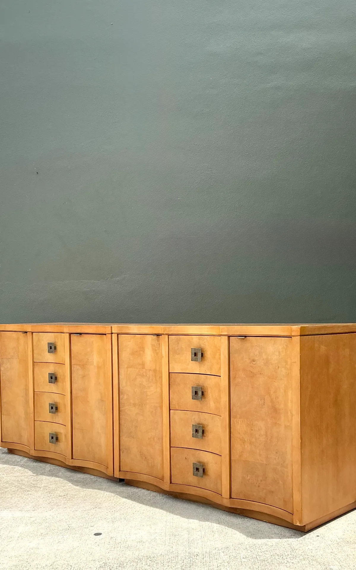 Vintage Deco Burl Wood and Metal Chest Of Drawers - A Pair — additional photo 6