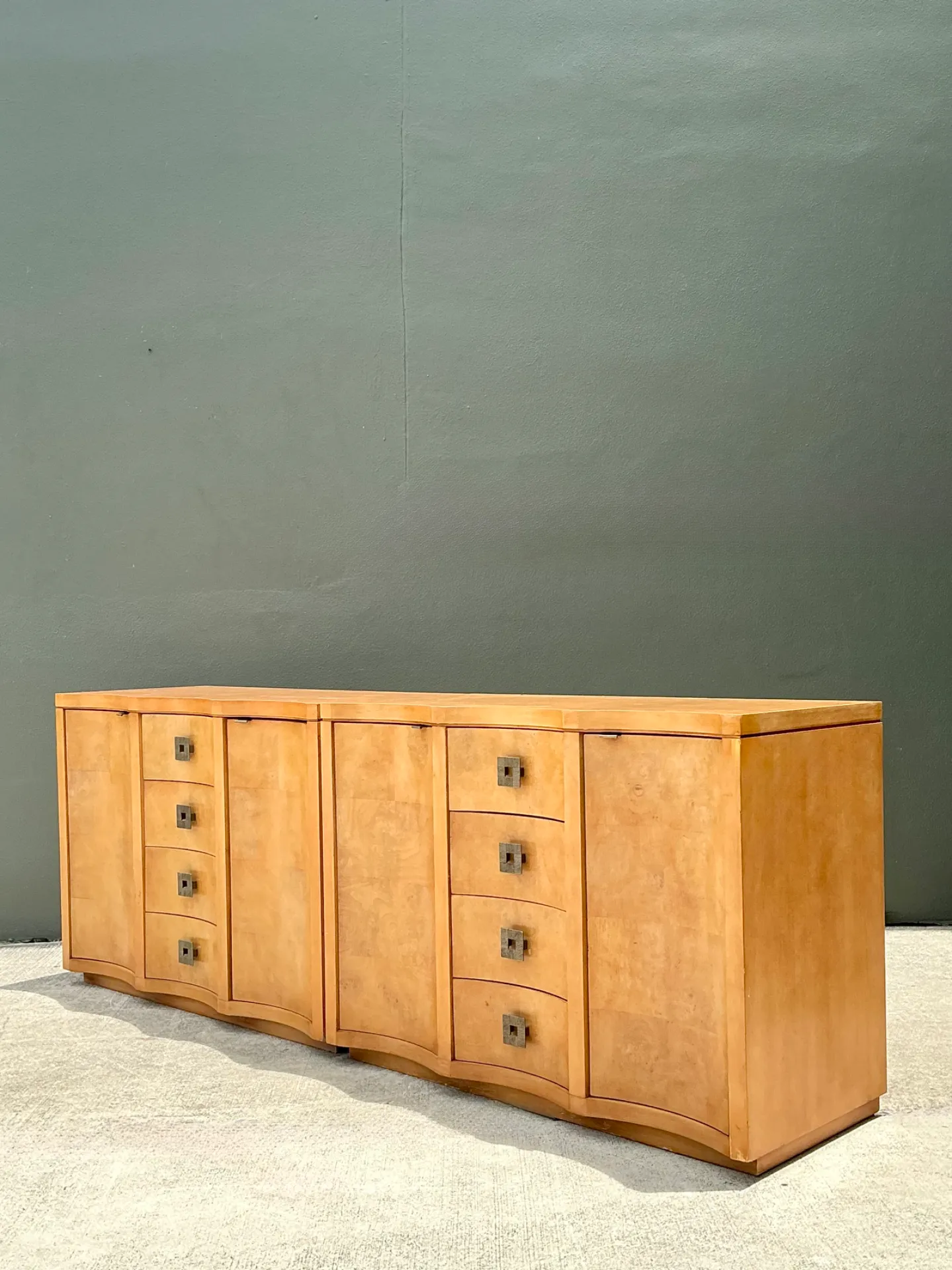 Vintage Deco Burl Wood and Metal Chest Of Drawers - A Pair — additional photo 2
