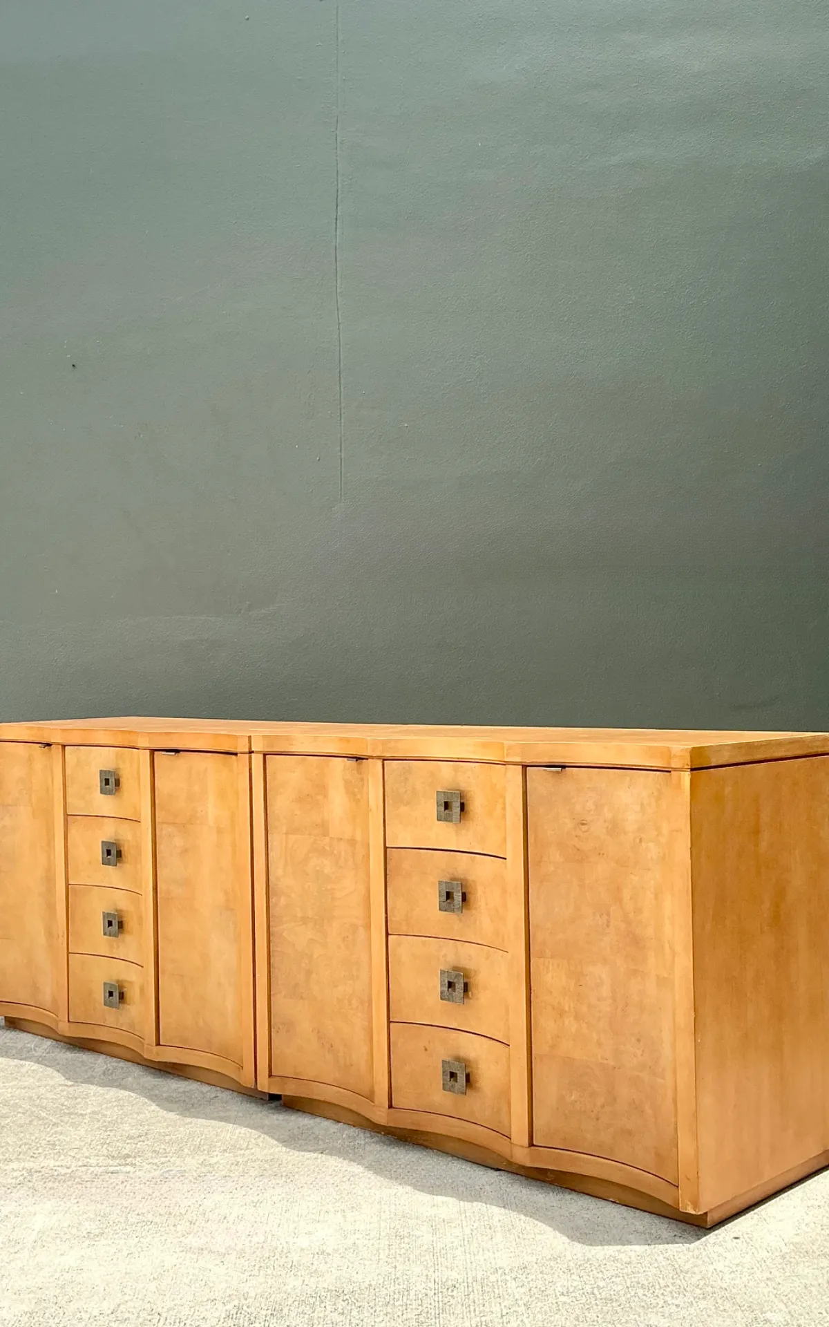 Vintage Deco Burl Wood and Metal Chest Of Drawers - A Pair — additional photo 2