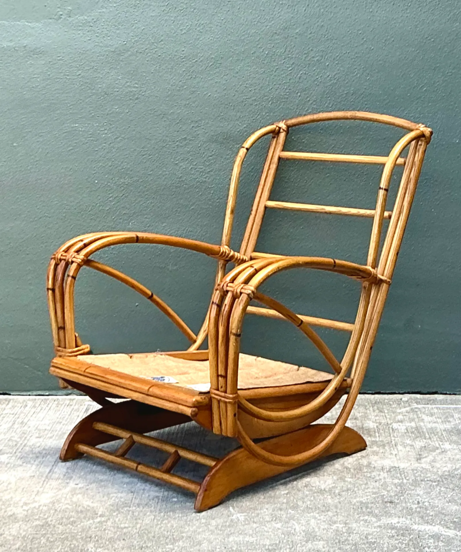 Vintage Heywood Wakefield Rattan Springer Lounge Chair — additional photo 4