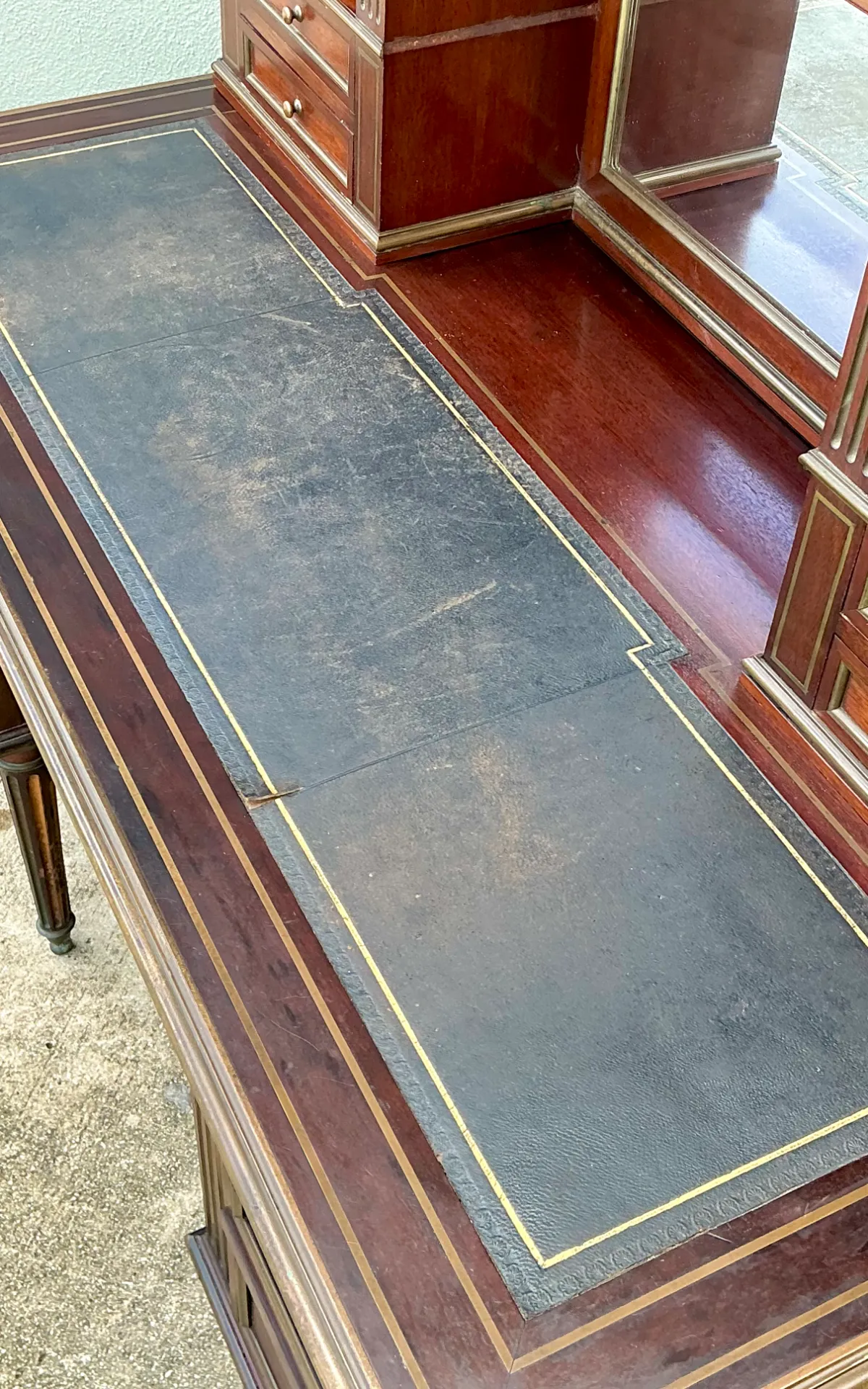 Vintage Louis XVI Double Pedestal Writing Desk
