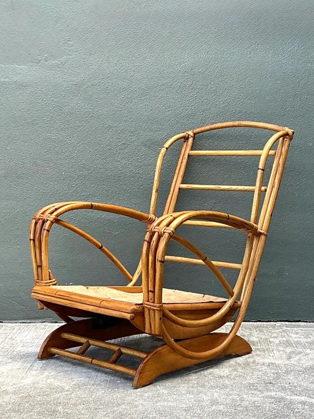 Vintage Heywood Wakefield Rattan Springer Lounge Chair — additional photo 2