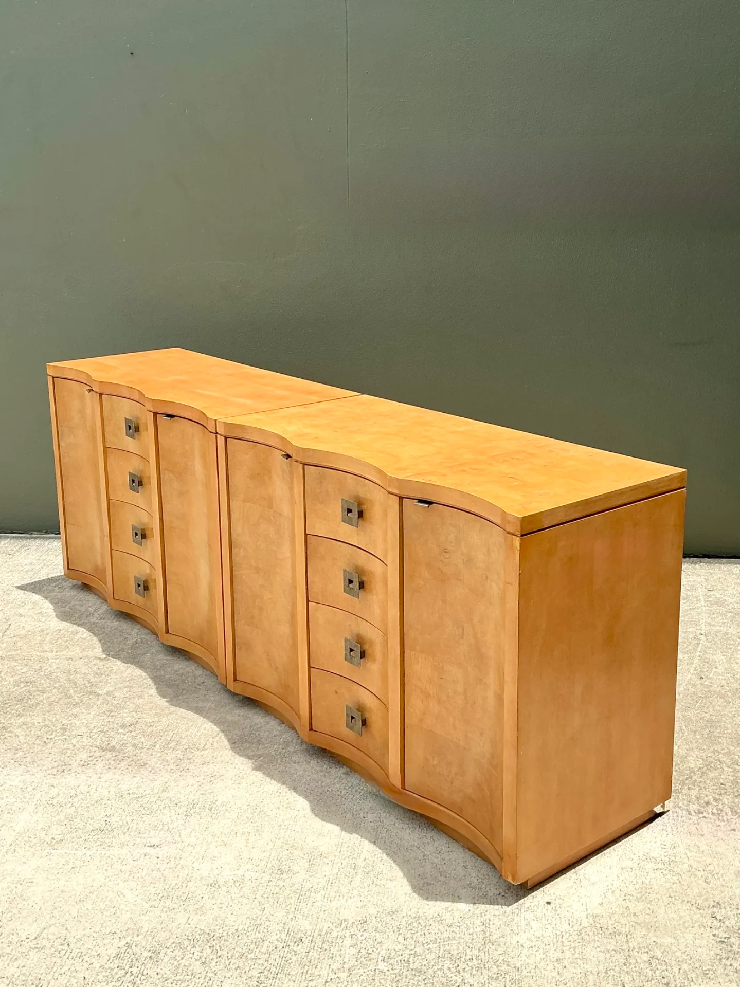 Vintage Deco Burl Wood and Metal Chest Of Drawers - A Pair — additional photo 4