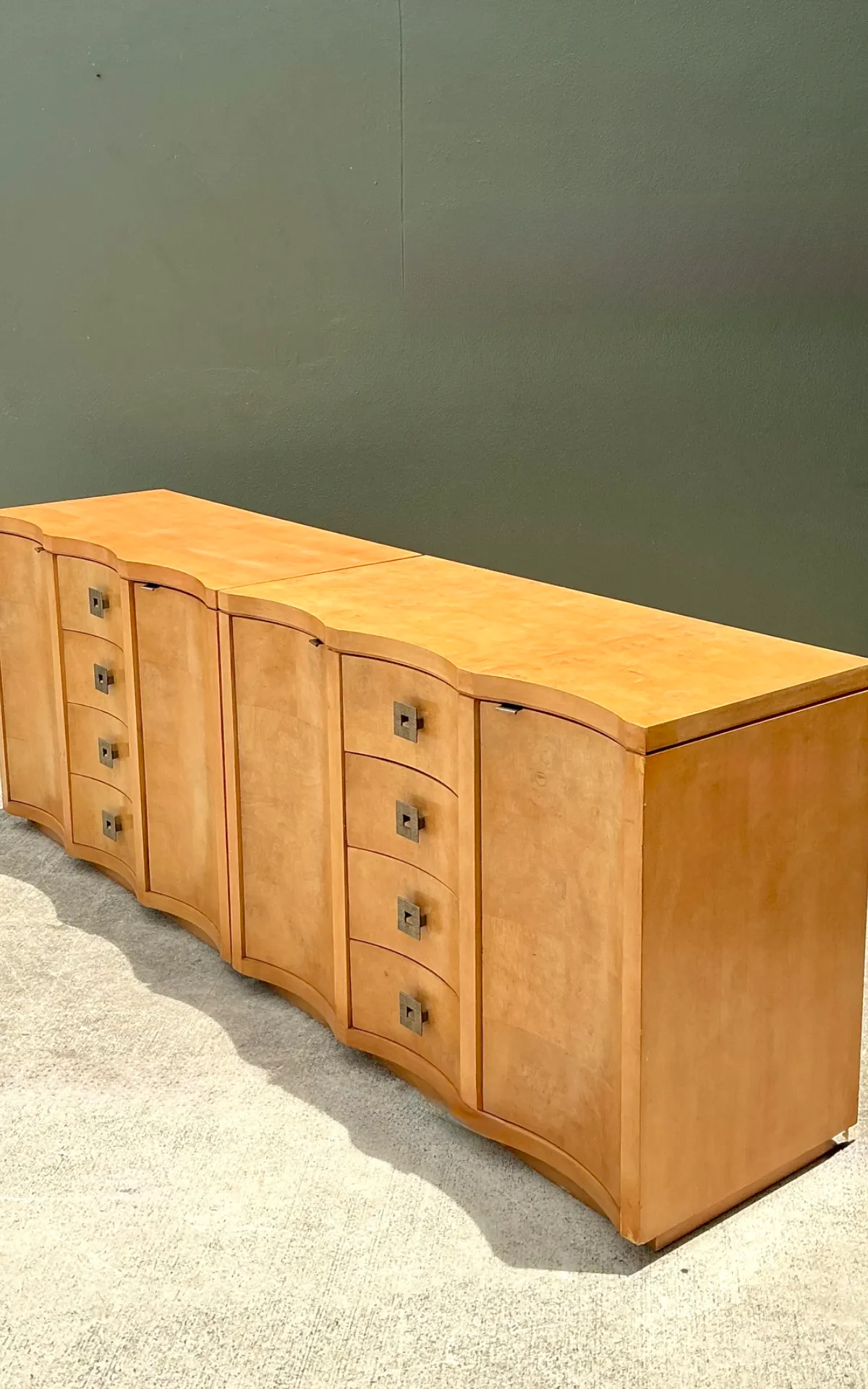 Vintage Deco Burl Wood and Metal Chest Of Drawers - A Pair — additional photo 4
