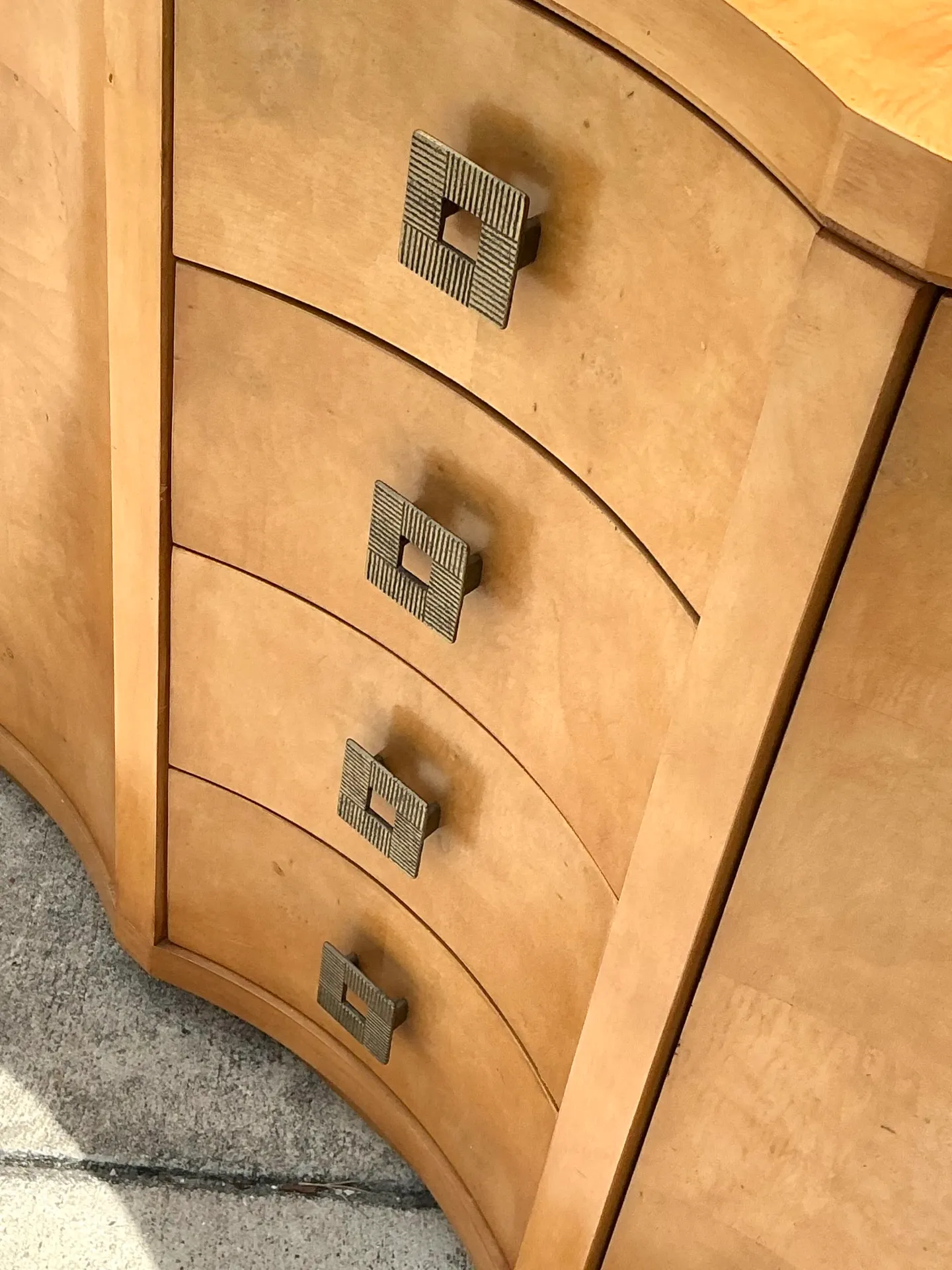 Vintage Deco Burl Wood and Metal Chest Of Drawers - A Pair — additional photo 5