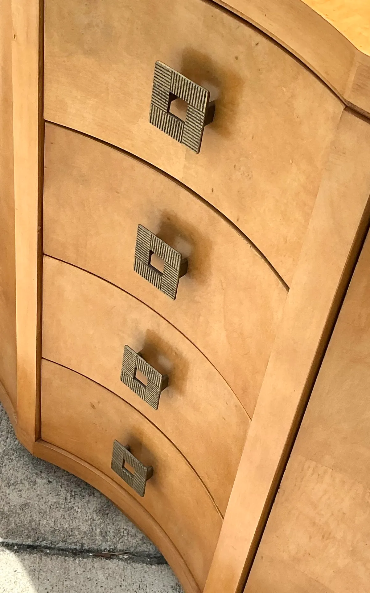 Vintage Deco Burl Wood and Metal Chest Of Drawers - A Pair — additional photo 5