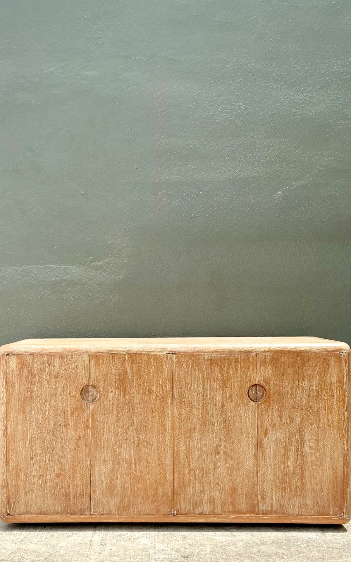 Vintage Minimalist Washed Wood Credenza — additional photo 7