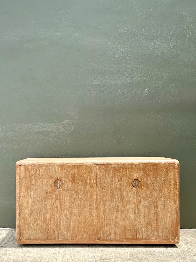 Vintage Minimalist Washed Wood Credenza — additional photo 7