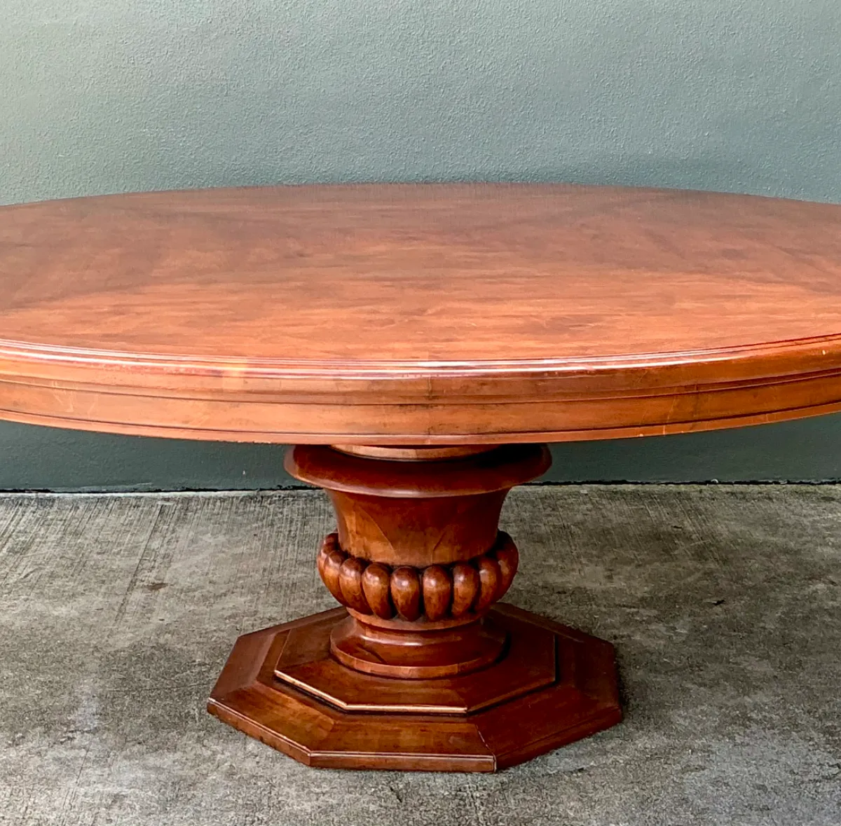 Vintage Custom Monumental Carved Pedestal Dining Table — additional photo 7