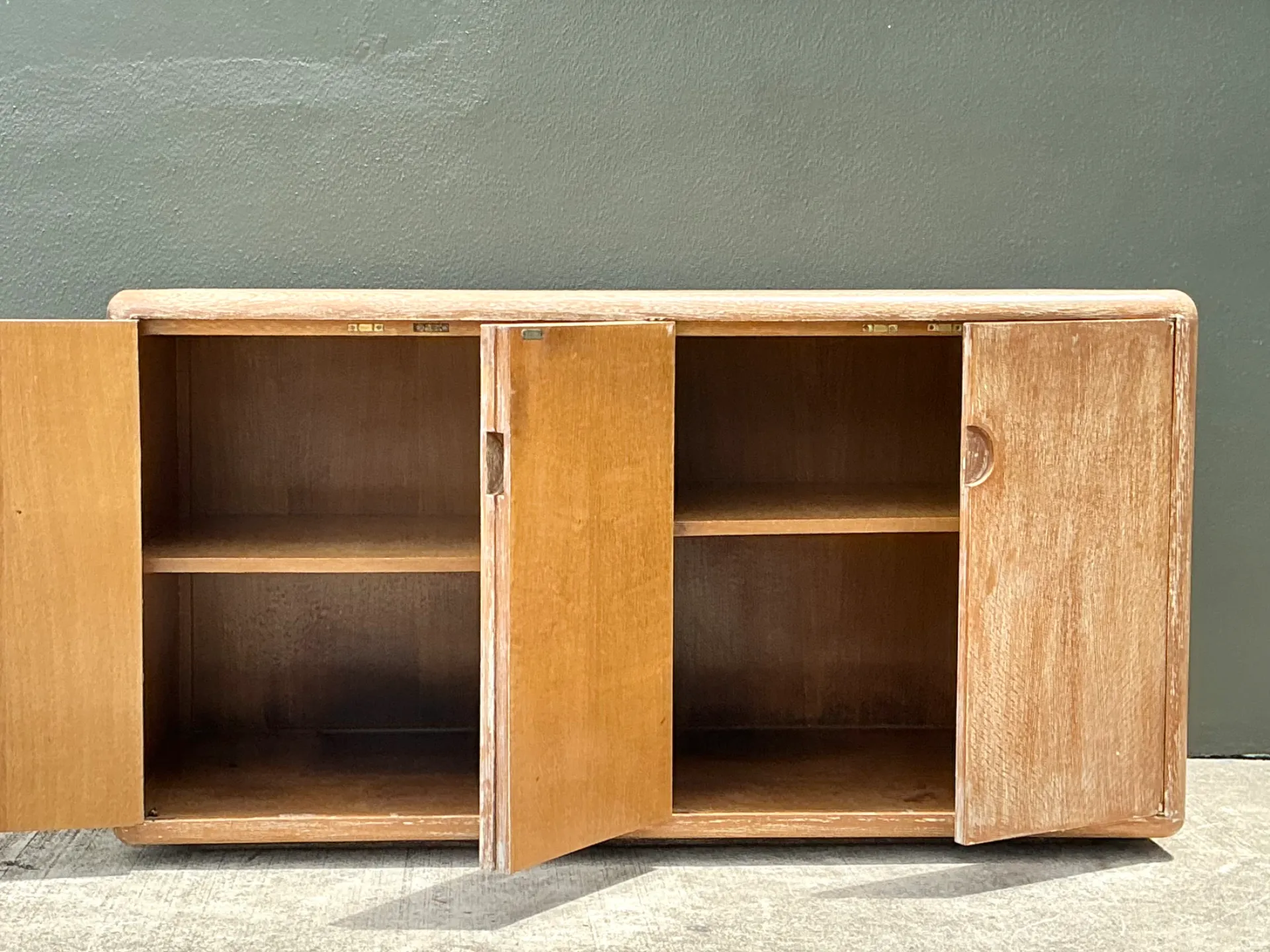 Vintage Minimalist Washed Wood Credenza — additional photo 8