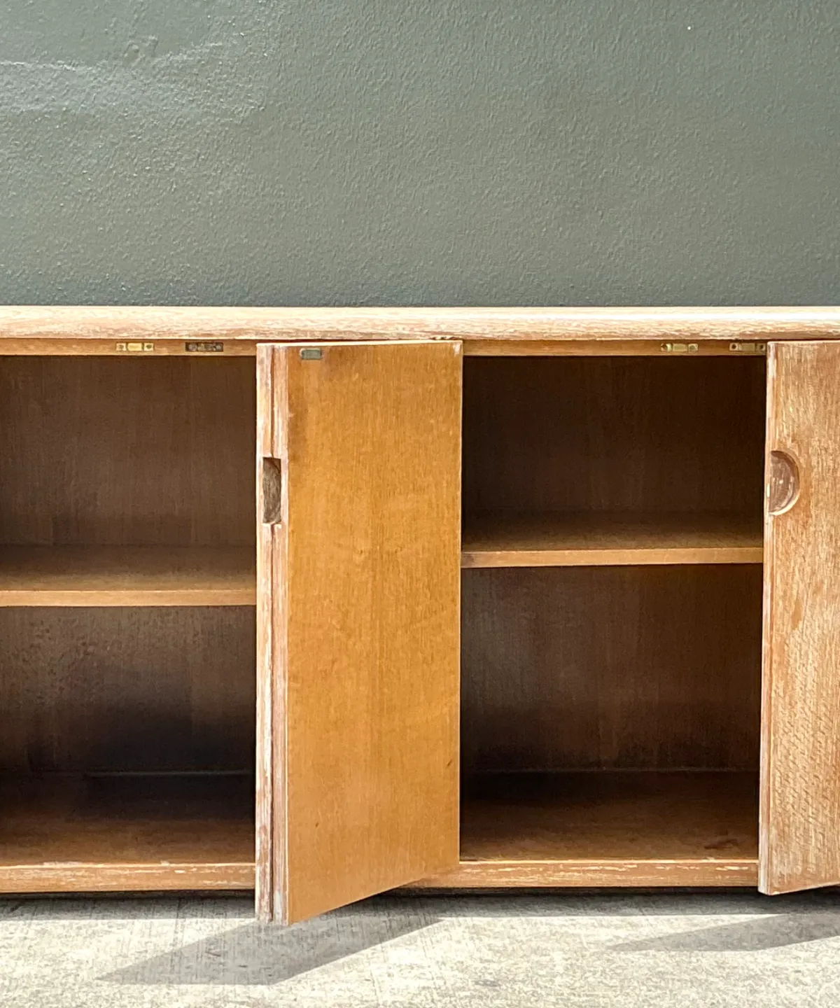Vintage Minimalist Washed Wood Credenza — additional photo 8