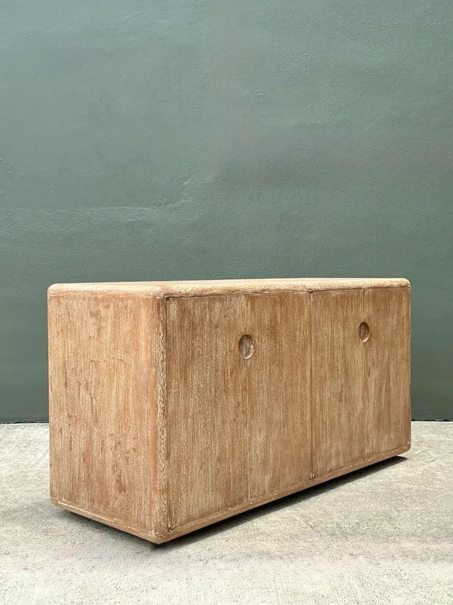 Vintage Minimalist Washed Wood Credenza — additional photo 6