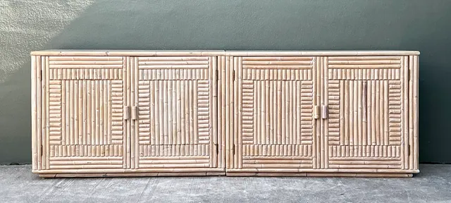 Vintage Monumental Washed Rattan Credenza — additional photo 8