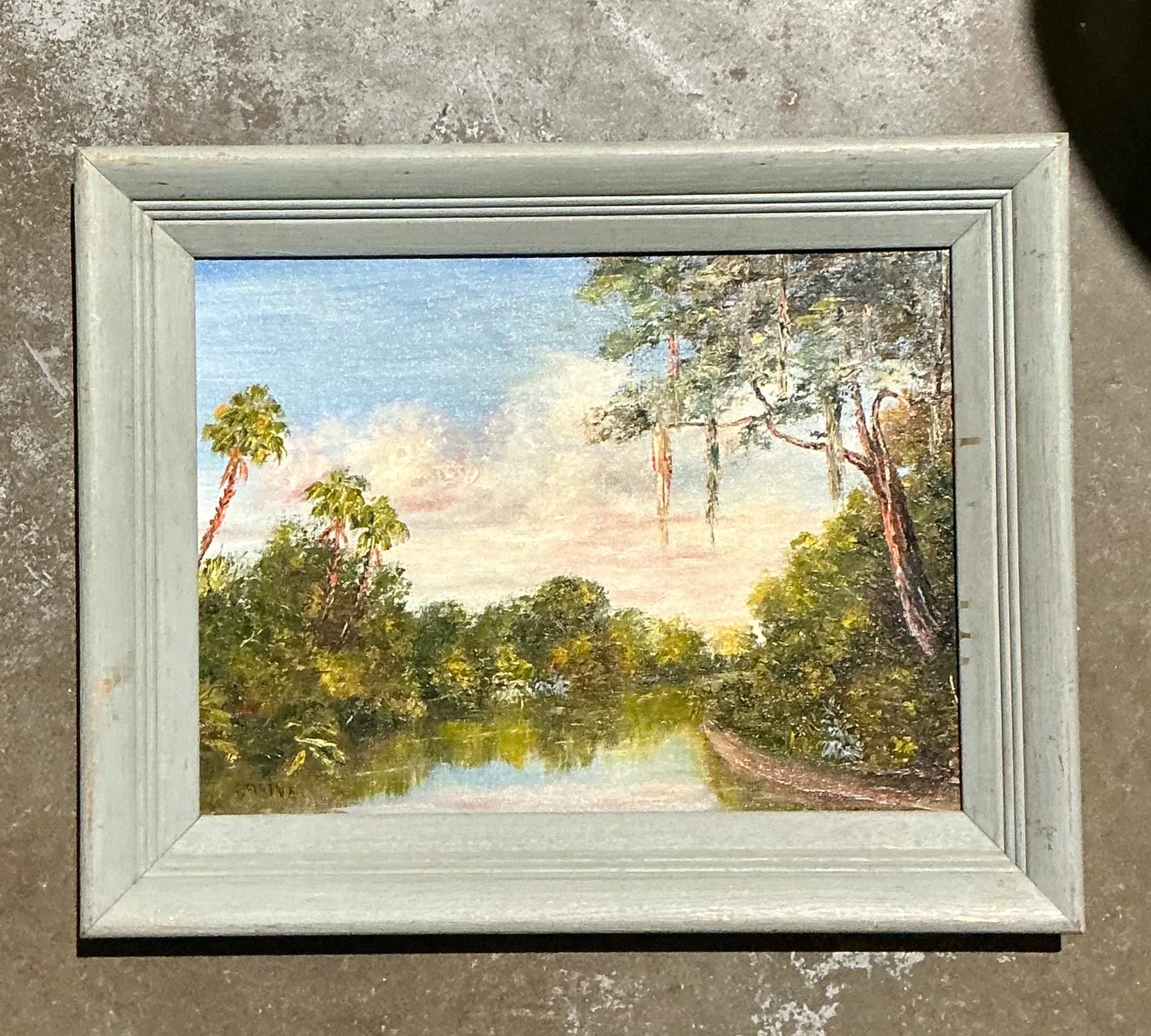 Vintage Landscape Oil Painting on Board — additional photo 2
