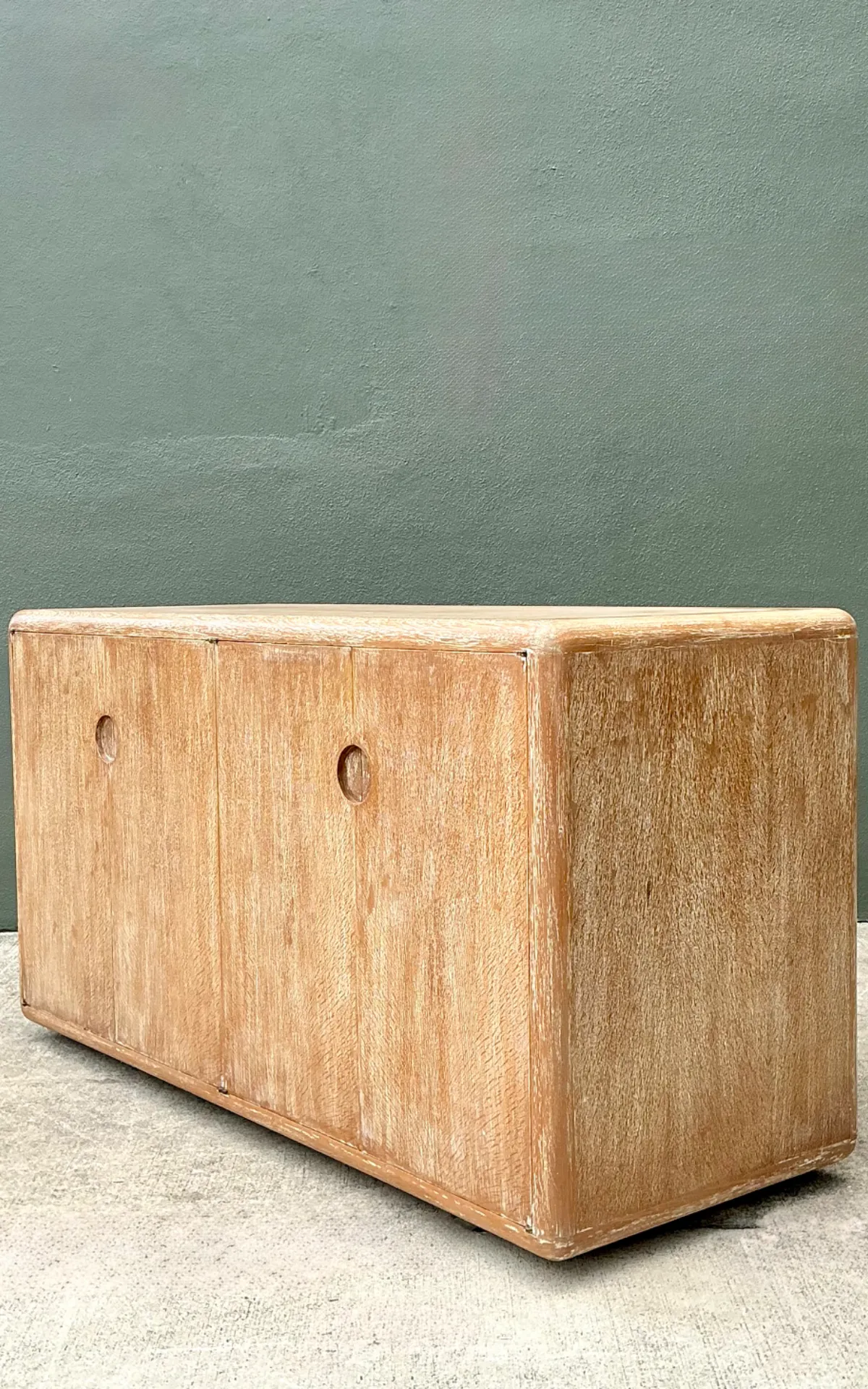 Vintage Minimalist Washed Wood Credenza