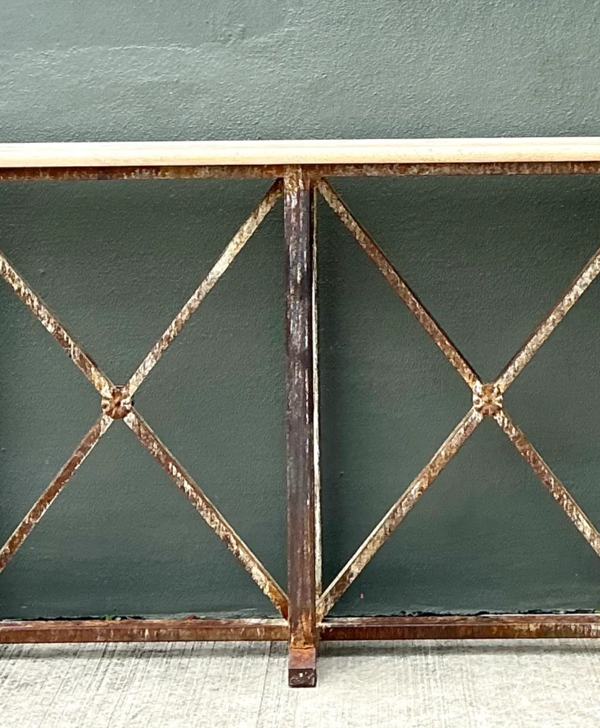 Vintage Patinated Metal And Stone Console Table — additional photo 2